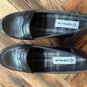 Vintage 90s/Y2K Black Airwalk Penny Loafer Chunky Black Platform Heels Size 8